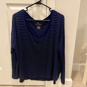 AEO Soft and Sexy Navy Striped Top